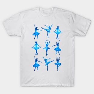 Watercolor Ballerinas (Blue) T-Shirt